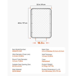 VEVOR Πύλη Φράχτη 2-6 ft x 4 ft Χωρίς Κολώνες SWHYM3246INCVKIDSV0 VEVOR Πύλη Φράχτη 2-6 ft x 4 ft Χωρίς Κολώνες SWHYM3246INCVKIDSV0
