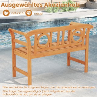 Costway Ανθεκτικό παγκάκι 2 θέσεων από ξύλο ακακίας, έως 360 κιλά, ...