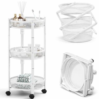 BAKAJI Λευκό Πτυσσόμενο Καρότσι Οργάνωσης με 3 Ράφια 88x35εκ 02001962