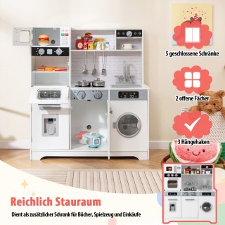 Costway Ξύλινη Παιδική Κουζίνα με Νεροχύτη & Βρύση για Παιδιά από 3...