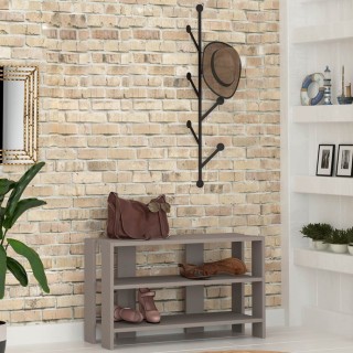 Shally Dogan Μοντέρνα Επιτοίχια Παπουτσοθήκη με 3 Ράφια και Κρεμάστ...