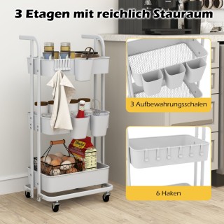 Costway  Τρόλεϊ 3 επιπέδων πτυσσόμενο μεταλλικό καροτσάκι σερβιρίσμ...