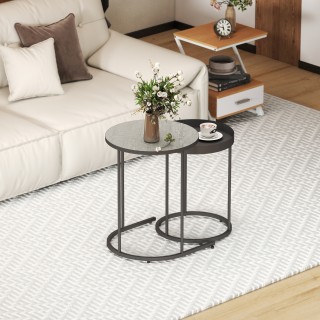 Σετ 2 Βοηθητικά Τραπέζια Καθιστικού  Βιομηχανικού Στυλ, από Ξύλο κα...