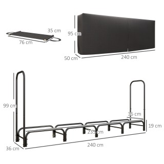 Outsunny  Μεταλλική αποθήκη ξύλων για εσωτερικό και εξωτερικό χώρο ...