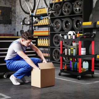 HOMCOM Καρότσι Εργαλείων 83x43x97 εκ, Κόκκινο B20-114V00RD