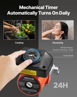 VEVOR Αντλία Κυκλοφορίας Ζεστού Νερού, 38 LPM, 100W, 220-240V SNRSX...