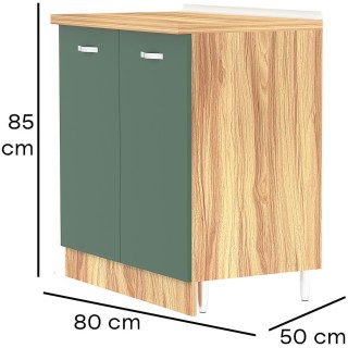 Shally Dogan  Βάση Κουζίνας από Ξύλο σε Πράσινο Χρώμα με 2 Πόρτες κ...