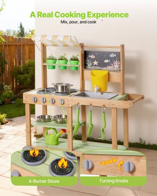 VEVOR Υπαίθρια Κουζίνα Παχνιδιού για Παιδιά - Ξύλινη με Κουτάλια, Ν...