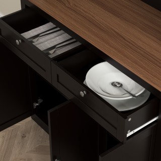 HOMCOM Υψηλή Κουζίνα Κρεντένζα με 4 Ντουλάπια, 2 Συρτάρια και Κεντρ...