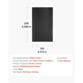 VEVOR EPDM Ελαστικό Ρολό Στέγης 15x20 ft, Ανθεκτικό & Ευέλικτο για... VEVOR EPDM Ελαστικό Ρολό Στέγης 15x20 ft, Ανθεκτικό & Ευέλικτο για...