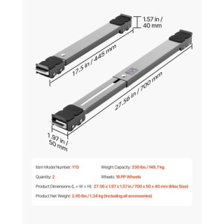 VEVOR Κινητό Ρολόι Επίπλων 330 lbs Επεκτάσιμοι Κύλινδροι Συσκευών J...