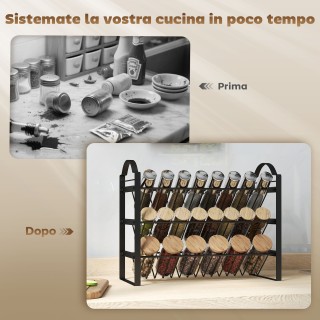 HOMCOM Τριώροφος Οργανωτής για Μπαχαρικά Κουζίνας, Εξοικονομώντας Χ...