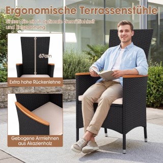 Costway Σετ 2 πολυθρόνες κήπου από ρατάν με μαξιλάρια καθίσματος, ψ...