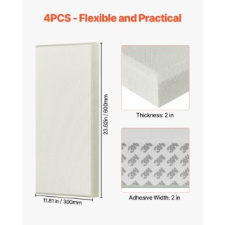 VEVOR 4 Τεμάχια Αυτοκόλλητα Ηχοαπορροφητικά Πάνελ Τοίχου 2 ιντσών σ... VEVOR 4 Τεμάχια Αυτοκόλλητα Ηχοαπορροφητικά Πάνελ Τοίχου 2 ιντσών σ...