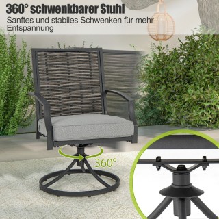 Costway Σετ επίπλων βεράντας 3 τεμαχίων με λειτουργία περιστροφής N...