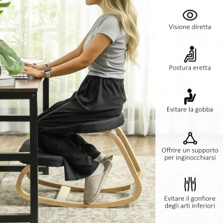 HOMCOM  Καρέκλα Γονυκλισίας με Κίνηση Κουνιστή, από Ύφασμα με Αίσθη...