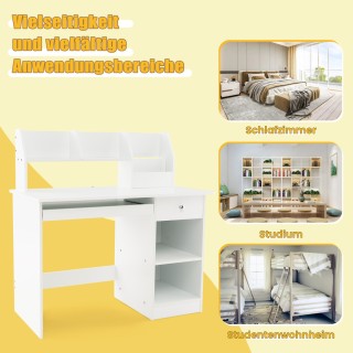 Costway Παιδικό Γραφείο από Ξύλο με Ράφι & Βιβλιοθήκη & Θήκη Πληκτρ...