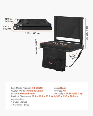 VEVOR Πτυσσόμενο Κάθισμα Σταδίου με Πλάτη και Μαξιλάρι - Μαύρο BXTY... VEVOR Πτυσσόμενο Κάθισμα Σταδίου με Πλάτη και Μαξιλάρι - Μαύρο BXTY...