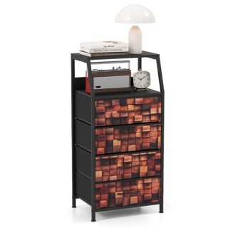 Costway Κομοδίνο Βιομηχανικού Στυλ με 4 Υφασμάτινα Συρτάρια και Ανο... Costway Κομοδίνο Βιομηχανικού Στυλ με 4 Υφασμάτινα Συρτάρια και Ανο...