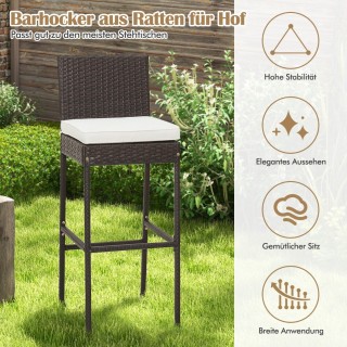 Costway  Σετ 4 Ψηλών Σκαμπό Μπαρ Εξωτερικού Χώρου με Μαξιλάρια και ...