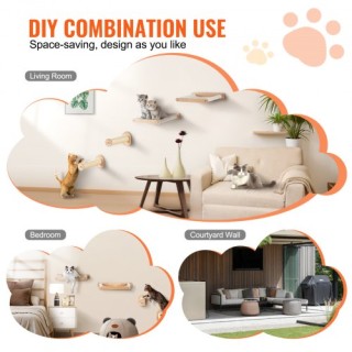 VEVOR  Ράφια Γάτας Τοίχου με 2 Στύλους & 2 Αιώρες έως 40 lbs ZYSBGS...