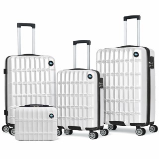 PROVITERA Σετ 3+1 Βαλίτσες και Νεσεσέρ Ταξιδιού Λευκό με Σκληρό και...