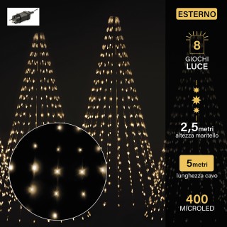 Kooper Μαντέλλο 400 MiniLED ζεστό λευκό 16 κλωστές ύψους 250 εκ. με...