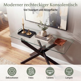 Costway Μοντέρνο Γυάλινο Τραπέζι με Διαφανή Επιφάνεια και Ανθεκτικά...