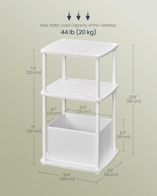 SONGMICS Λευκό Μοντέρνο Κομοδίνο 34x30x58cm με 3 Ράφια και Υφασμάτι... SONGMICS Λευκό Μοντέρνο Κομοδίνο 34x30x58cm με 3 Ράφια και Υφασμάτι...