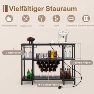 Costway  Πολυλειτουργική Κάβα Κρασιών με Ενσωματωμένο Σταθμό Φόρτισ...