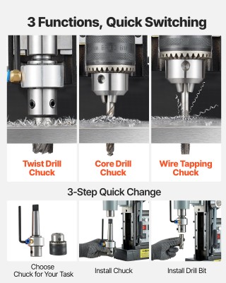 VEVOR Μαγνητική Δραπανομηχανή 1500W 60mm 0-600 RPM CLZJPCSDJ60M77GY... VEVOR Μαγνητική Δραπανομηχανή 1500W 60mm 0-600 RPM CLZJPCSDJ60M77GY...