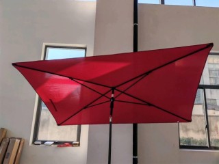 Costway Ορθογώνια Κόκκινη Ομπρέλα Μπαλκονιού Κήπου με Κλίση 30° και...