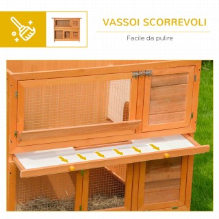 PawHut  Ξύλινο εξωτερικό κλουβί κουνελιών με σπιτάκι και περίφραξη ...