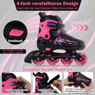 Costway Παιδικά ρυθμιζόμενα πατίνια inline 4 μεγεθών με φωτιζόμενες...