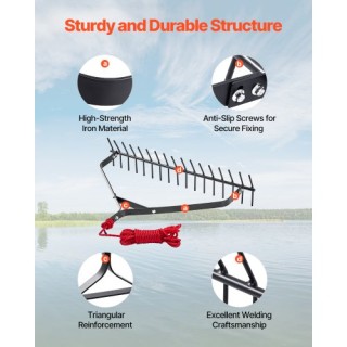 VEVOR Διπλής Όψης Τσουγκράνα Ενυδρείου με Σχοινί 30 πόδια SCPSSKPX3...