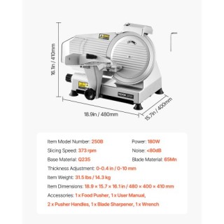 VEVOR Ηλεκτρικός Κόφτης Κρεάτων 180W 10 ιντσών για Αλλαντικά, Ψωμί ... VEVOR Ηλεκτρικός Κόφτης Κρεάτων 180W 10 ιντσών για Αλλαντικά, Ψωμί ...