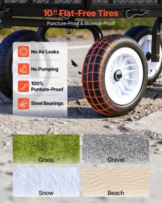 VEVOR Καρότσι Κήπου από Ανθεκτικό Ατσάλι, 408.2 kg, με Ρυθμιζόμενη ...