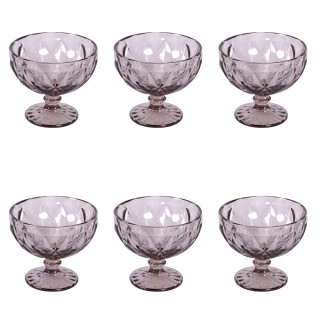 Galileo Σετ 6 κυπέλλων παγωτού μωβ 400 ml με σκαλισμένη επιφάνεια E...