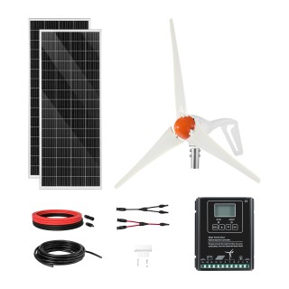 VEVOR Σετ Ηλιακής και Αιολικής Ενέργειας 12V 400W με 2 Φωτοβολταϊκά...