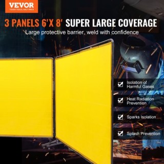 VEVOR Οθόνη Συγκόλλησης με Πλαίσιο, 6 x 8 3 Πάνελ, Κιτρινό, Μετακιν...