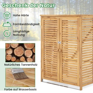 Costway  Ξύλινο Σπιτάκι Κάδου 120L με Ανοιγόμενο Καπάκι, Διπλές Πόρ...