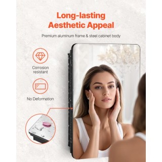 VEVOR Ντουλάπι Φαρμάκων 16 x 24 με Ρυθμιζόμενα Ράφια και Καθρέφτη J...