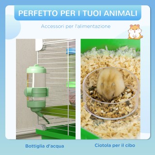 PawHut Κλουβί Χάμστερ 5 Επιπέδων με Σωλήνες Σπιτάκι Δοχείο και Τροχ...