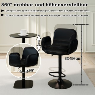 Costway Σετ 2 τμχ Περιστρεφόμενα Μπαρ Σκαμπό με Ρυθμιζόμενο Ύψος κα...