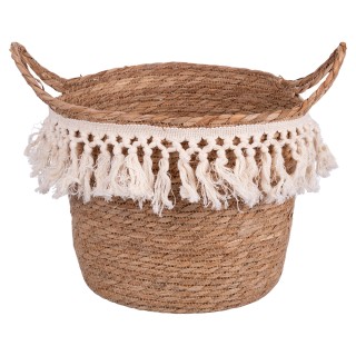 Villa DEste  Σετ 3 καλαθιών από φυσικές ίνες με πλεγμένες φούντες κ...