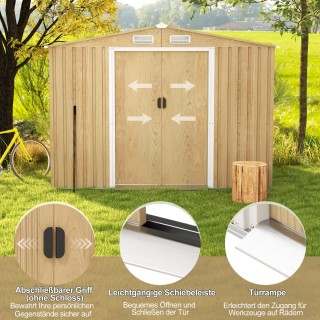 Costway Μεταλλικό Αποθήκη Κήπου κλειδώσιμο με Θεμέλιο 259 x 196 x 1...