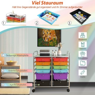 Costway Κινητό Καρότσι Αποθήκευσης με 12 Συρτάρια και Χρωμιωμένο Μ... Costway Κινητό Καρότσι Αποθήκευσης με 12 Συρτάρια και Χρωμιωμένο Μ...