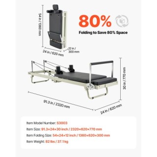 VEVOR Πτυσσόμενο Μηχάνημα Pilates Reformer για Οικιακή Χρήση PLTHXC...