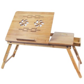 BAKAJI Πτυσσόμενο Τραπέζι Από Μπαμπού για Κρεβάτι, Καναπέ, Φορητό Υ...