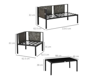 Σετ κήπου 4 τεμαχίων με 2 μικρούς καναπέδες, γωνιακή πολυθρόνα και ...